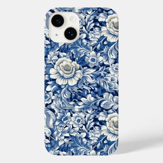 Indigo Blue Flowers Case-Mate iPhone Case (Back)