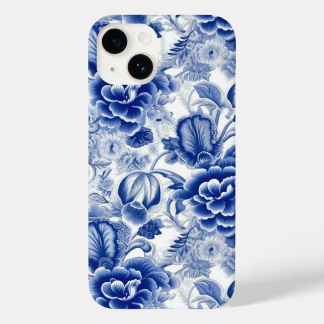 Indigo Blue Flowers Case-Mate iPhone Case (Back)
