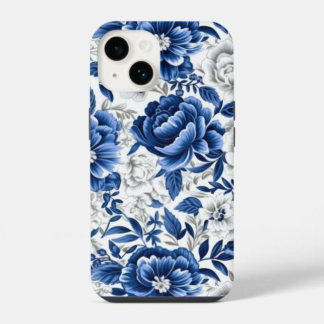 Indigo Blue Flowers iPhone Case (Back)