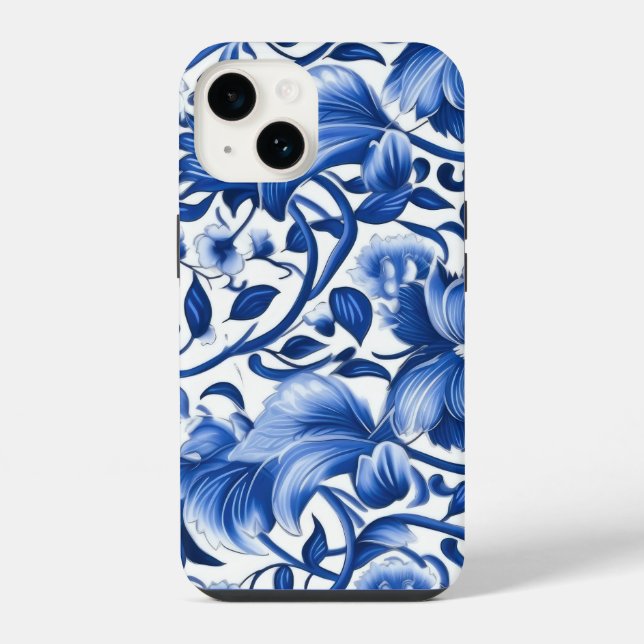 Indigo Blue Flowers iPhone Case (Back)