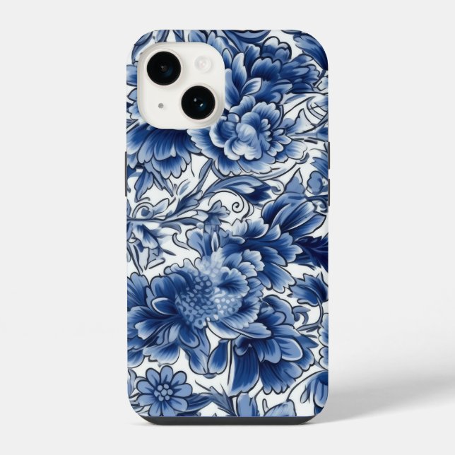Indigo Blue Flowers iPhone Case (Back)
