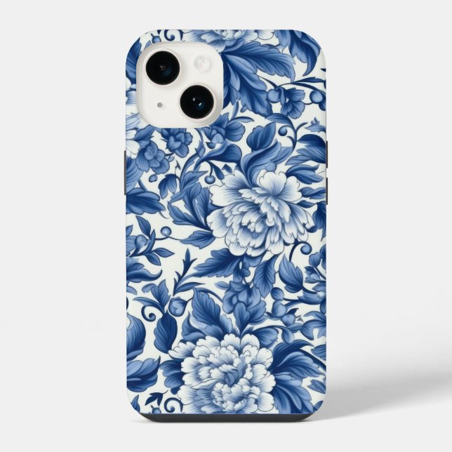Indigo Blue Flowers iPhone Case (Back)