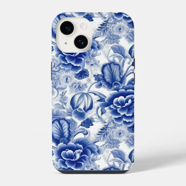 Indigo Blue Flowers iPhone Case (Back)