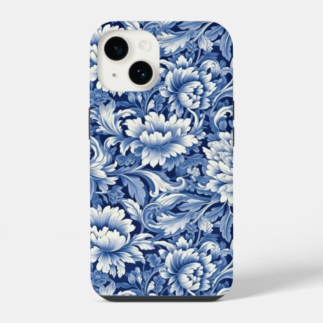 Indigo Blue Flowers iPhone Case (Back)