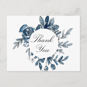 Indigo blue flowers thank you card
