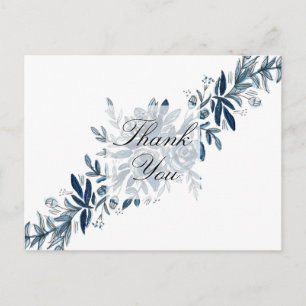Indigo blue flowers thank you card