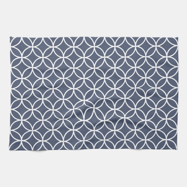 Indigo Blue Geometric Kitchen Towels (Horizontal)