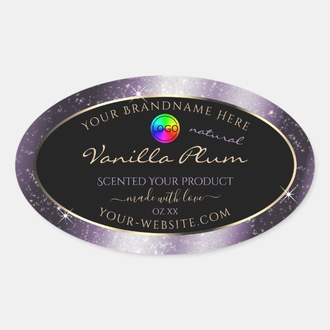 Indigo Blue Glitter Frame Product Label with Logo (Front)