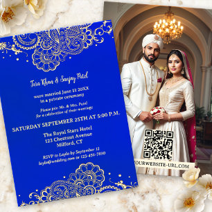Indigo Blue Gold Henna After Wedding Invitation