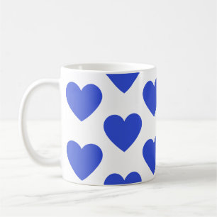 Indigo blue hearts fun white coffee mug