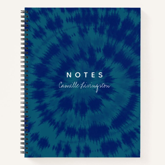 Indigo Blue Hippie Tie Dye Abstract Design  Notebook (Front)