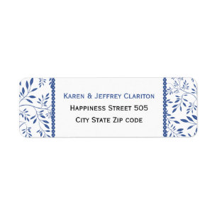 Indigo blue leaves pattern and frame wedding