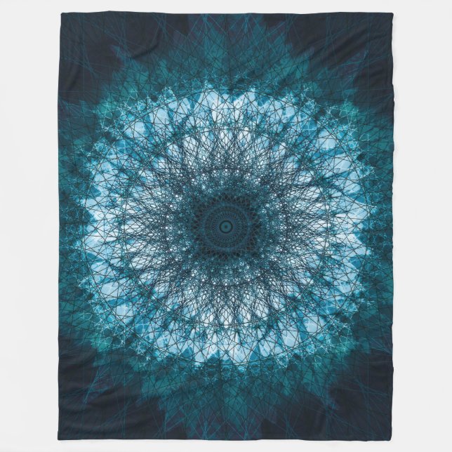 Indigo Blue Mandala Fleece Blanket (Front)