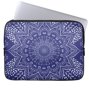 Indigo blue mandala laptop sleeve