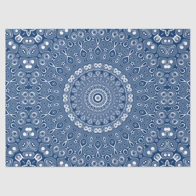 Indigo Blue Mandala Pattern Tissue Paper (Front)