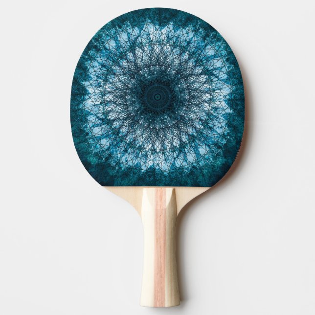 Indigo Blue Mandala Ping Pong Paddle (Front)