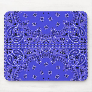 Indigo Blue Paisley Western Bandanna Scarf Print Mouse Mat
