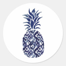 indigo blue pineapple classic round sticker