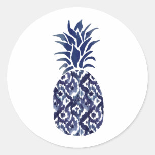 indigo blue pineapple classic round sticker