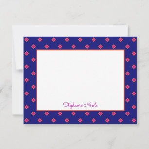 Indigo Blue Pink Orange Diamond Polka Dot Name  Card