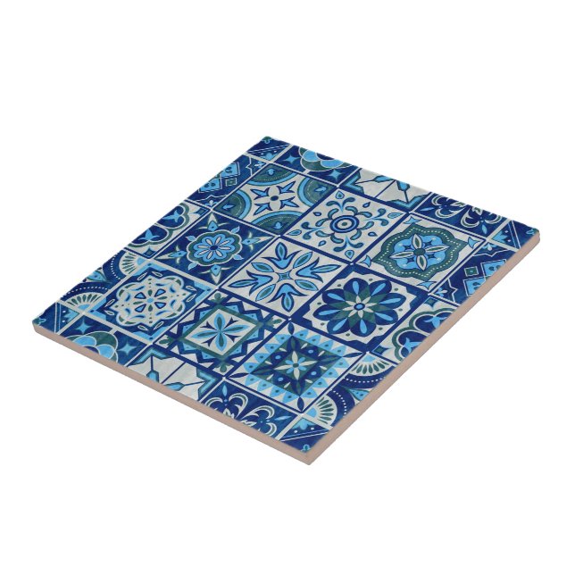 Indigo Blue Portuguese Azulejo Lisbon Decorative Tile (Side)