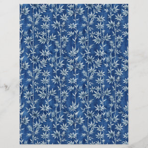 Indigo blue shibori floral pattern scrapbook paper