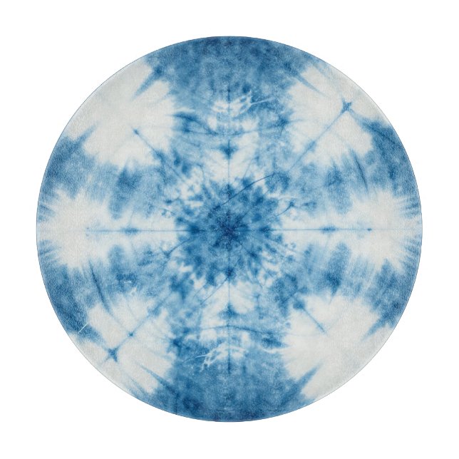 Indigo Blue Shibori Tie Dye Pattern Cutting Board (Front)