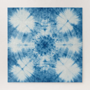Indigo Blue Shibori Tie Dye Pattern Jigsaw Puzzle