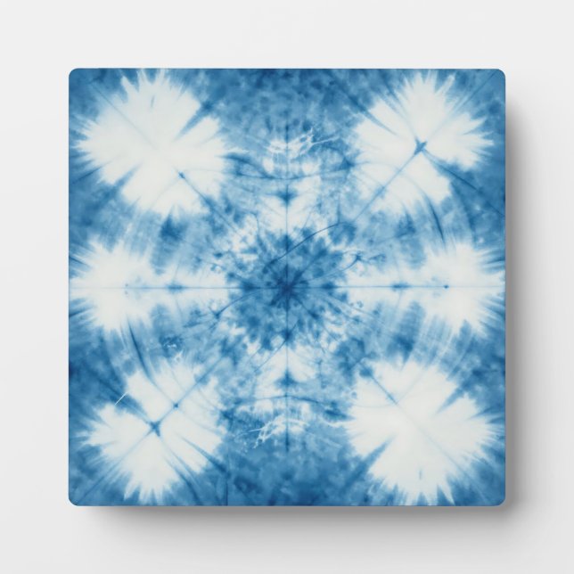 Indigo Blue Shibori Tie Dye Pattern Plaque (Front)