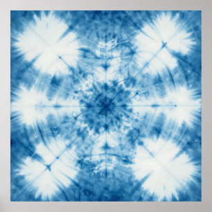 Indigo Blue Shibori Tie Dye Pattern Poster