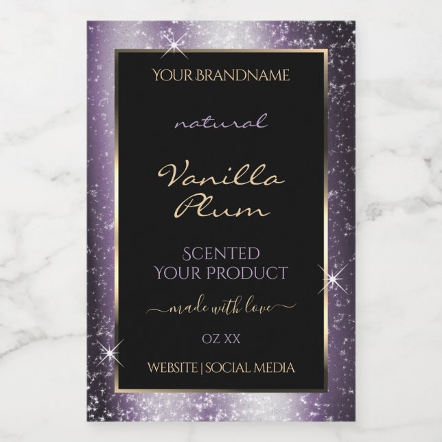 Indigo Blue Sparkle Glitter Frame Product Label (Single Label)