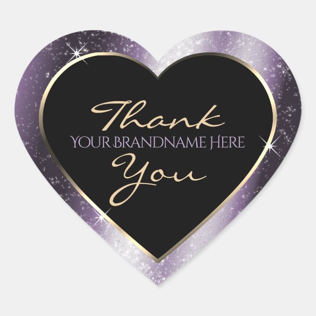 Indigo Blue Sparkle Glitter Frame Thank You Heart Sticker (Front)