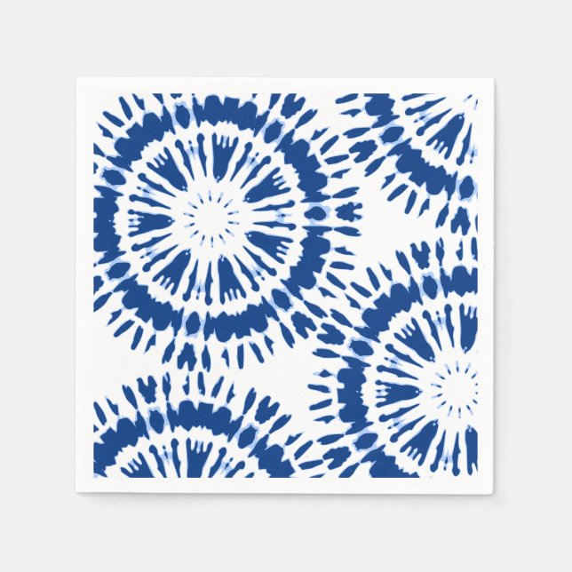 Indigo Blue Tie Dye Paper Napkins (Front)