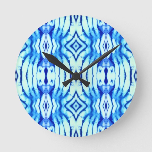 Indigo Blue Tie Dye Wall Clock (Front)