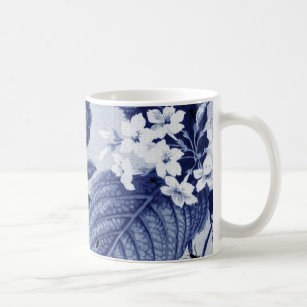 Indigo Blue Vintage Botanical & Bugs Floral Toile Coffee Mug