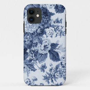 Indigo Blue Vintage Floral iPhone 11 Case
