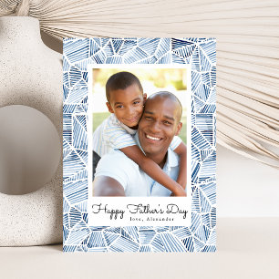 Indigo Blue Watercolor Photo Happy Father's Day