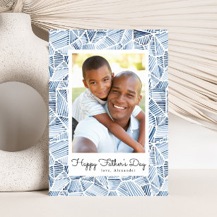 Indigo Blue Watercolor Photo Happy Father's Day