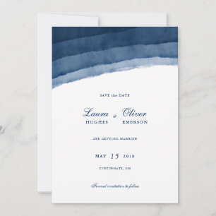 Indigo Blue Watercolor Save the Date