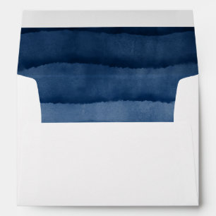 Indigo Blue Watercolor Wedding Envelope