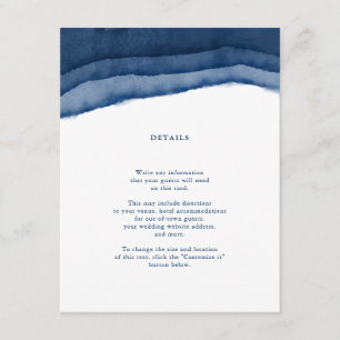Indigo Blue Watercolor Wedding Insert / Directions