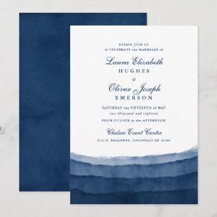 Indigo Blue Watercolor Wedding Invitations