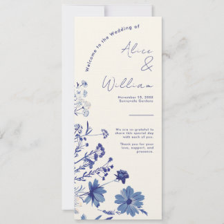 Indigo Blue Wedding Program Card
