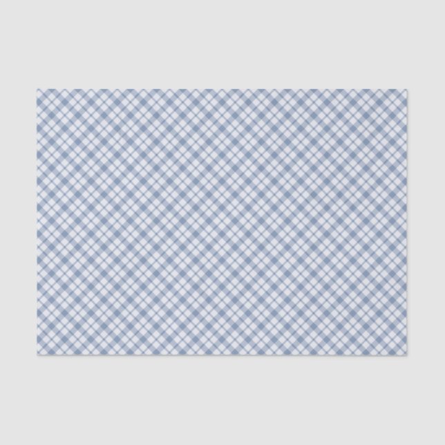 Indigo Blue, White Preppy Checks Tissue Paper (Front)