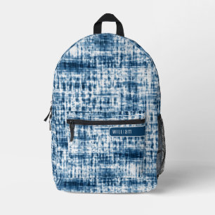 Indigo Blue & White Shibori Pattern Cool Teens Printed Backpack