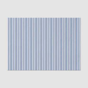 Indigo Blue White Ticking Stripes Tissue Paper