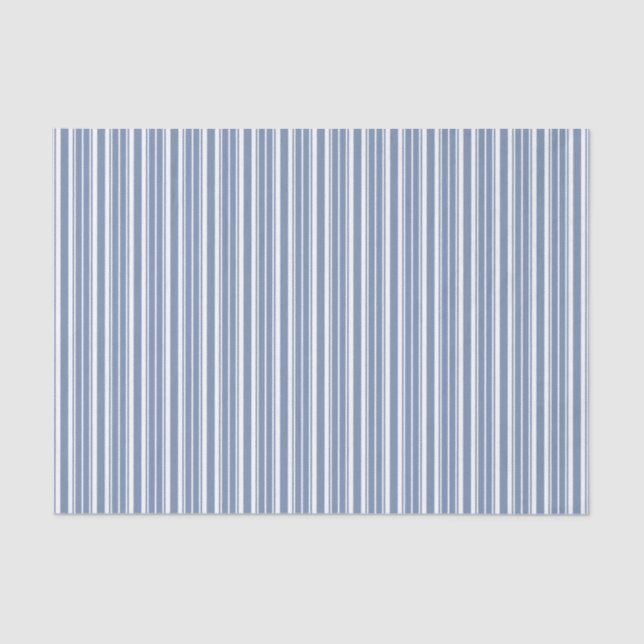 Indigo Blue White Ticking Stripes Tissue Paper (Front)