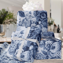 Indigo Blue & White Vintage Floral Toile No. 3