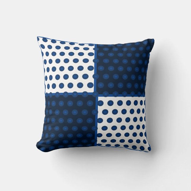Indigo blues spots on blue and white cushion (Front)
