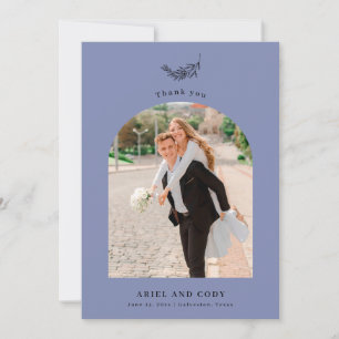 Indigo Boho Arch Wedding Photo Thank You Card